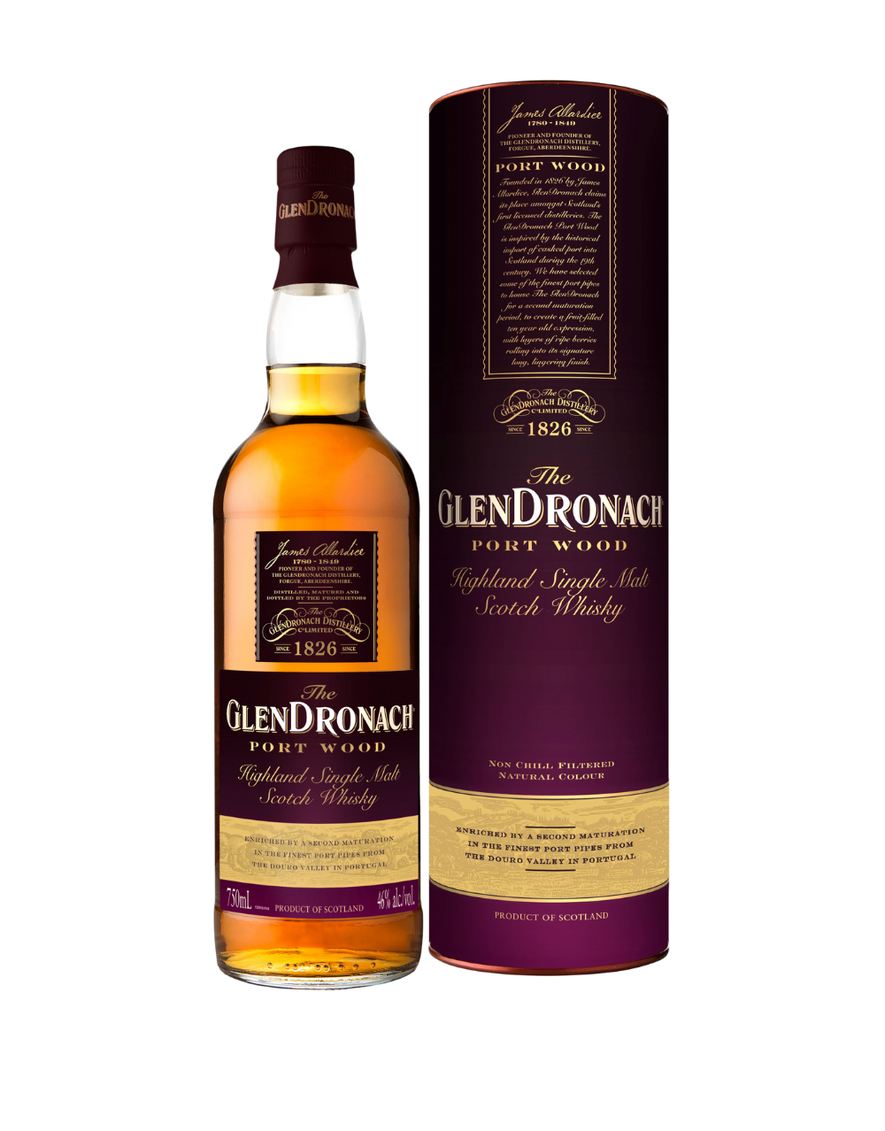 the glendronach single malt scotch whisky portwood